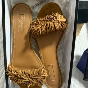 Aquazzura Brown Fringe Sandals